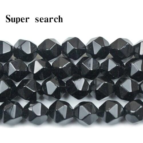 Natural Stone Beads Faceted Agates Black Loose Beads For Jewelry Making 6/8 / 10mm Spacer Beads EDC Diy Prayer Beads wholesale