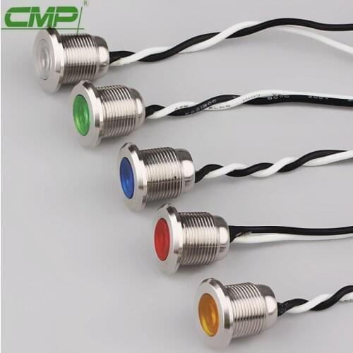 CMP 12mm metal water proof green indicator led