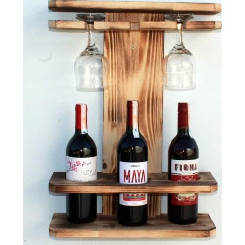 Rustic Wooden Wine Rack Stand Home Decoration 3 Cup Holders Sturdy Quality Modern Handmade Coffee Made In Turkey