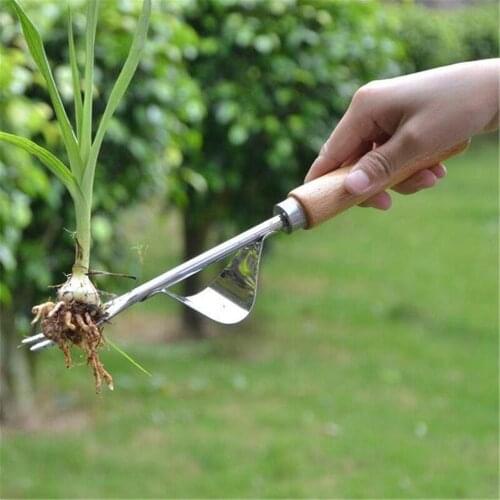 Wood Handle Stainless Steel Garden Weeder Hand Weeding Removal Cutter Dandelion Puller Tools Multifunction Weeder Transplant