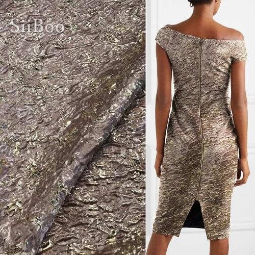 Designer American style 3D embossed coffee floral jacquard brocade fabric for dress coat tela tecidos stoffen tissu yarn SP3079