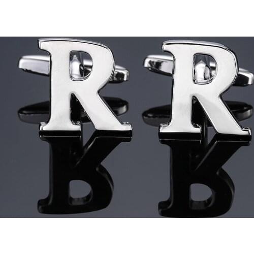 DY new High grade brand Brass material Silvery letter R Cufflinks Mens French shirt Cufflinks free shipping