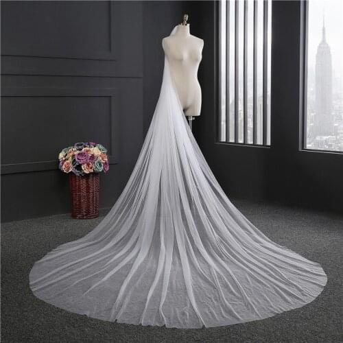 One Layer Chapel Length Bridal Veils Simple Cheap Soft Tulle White Ivory 3m*3m Wedding Veil With Comb Bridal Accessories