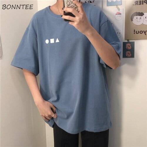 T-shirts Women Trendy Geometric Printed Simple Chic Clothing Tops Womens BF Summer Loose Students All-match Ulzzang Short Sleeve
