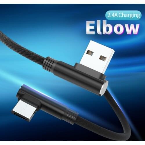 Type-c Data Cables Micro USB Cable Double 90 Degree Right Angle Elbow Wire USB 2.0 2.4A Charging Cord Type c Phone Cables