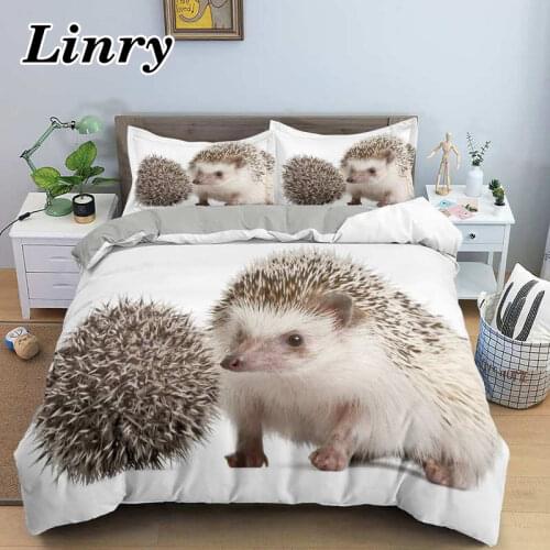 2/3pcs Hedgehog Bedding Set 3D Print Animal Duvet Cover Set Quilt Cover Pillowcase Kids Bed Cover Set Queen King Dropshipping
