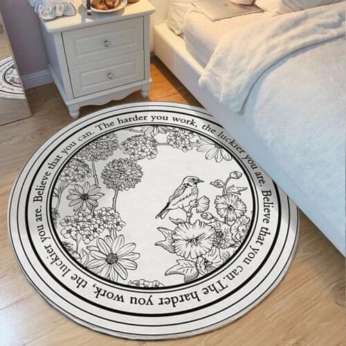 Flower And Bird Pattern Rug Non-slip Round Absorbent Carpet Living Room Bedroom Nordic Bathroom Corridor Entrance Door Mat
