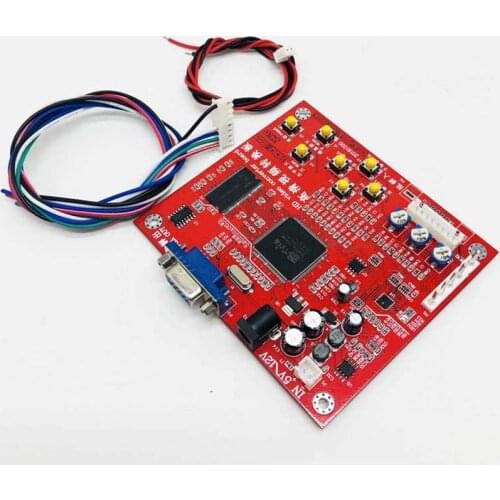 Red VGA to CGA CVBS S-Video Arcade Games Converter Board Video Game Converter with Wire Harness for CRT Monitor