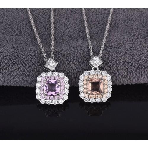 MENGYI Women Charm Fashion Shiny Champagne Cubic Zirconia Square Pendant Necklaces Bridal Wedding Jewelry Party Gift 92 5 Choker