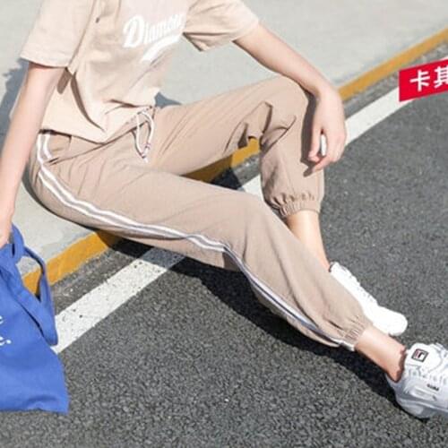 Fashion Casual Sweatpants Pants Side-Stripe Women Loose Elastic Waist Sportswear WomenS Pants New Bottoms 2021