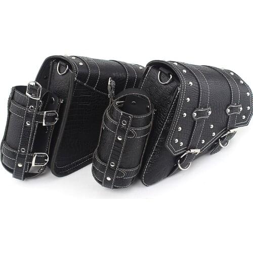 Motorcycle Retro Black Saddlebag Swingarm Solo Bag w/ Cup Holder For XL Dyna Softail Scout Sixty Bobber R nineT Vulcan Thruxton