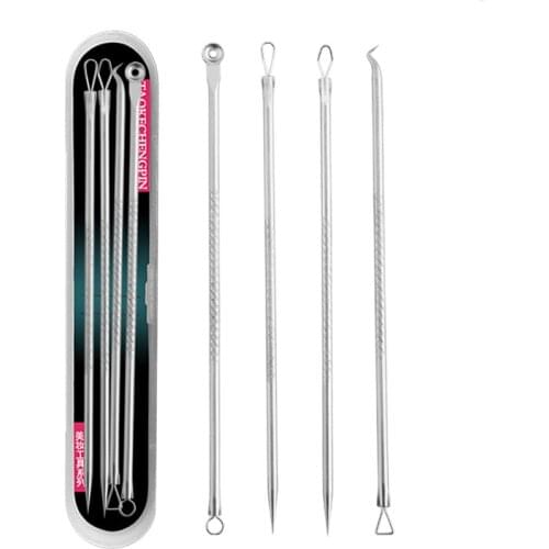 Acne Blemish Remover Blackhead Extractor Set Black Dots Cleaner Needles Black Spots Pore Gold Sliver Rose Cleanser Tool 4PCS