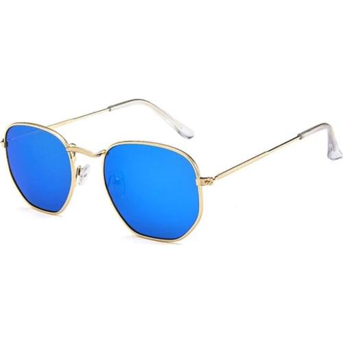 Fashion Sunglasses Women Brand Designer Small Frame Polygon Clear Lens Sunglasses Men Vintage Sun Glasses Hexagon Metal Frame