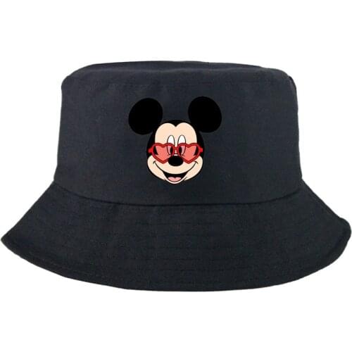 Disney Mickey Mouse Sunbonnet Bucket Hat Cartoon Graphic Fashion Casual Panama Cap Colorful Fedoras Double-sided Fishing Hat