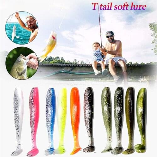 20pcs T Tail Swimbaits Lures Soft Plastic Fishing Lures Kit Bass Artificial Fishing Bait for Freshwater Saltwater 5.5cm 1.2g