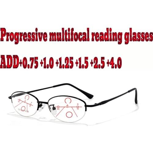 Progressive Multifocal Anti Blue Light Reading Glasses Metal Frame Men Women High Quality +1.0 +1.5 +1.75 +2.0 +2.5 +3 +3.5 +4