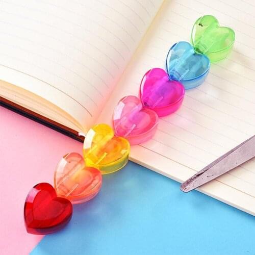 6 In 1 Creative Cute Cartoons Highlighter Heart And Bear Shape Student Fluorescent Rainbow Colored Pens Markers School Supplies