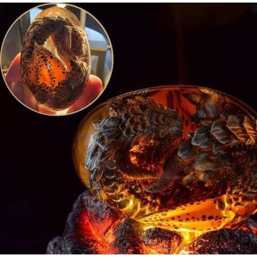 Handmade Lava Dragon Egg Crystal Collection Resin Statue Dinosaur Egg Souvenir Luminous Dragon Eggs Gift Home Decor Stone Toys