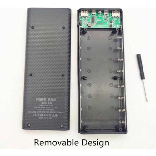 Removable Design 5V1A 2A Power Bank Case 18650 8 Lithium Battery Holder Charger Box Shell DIY With Screw