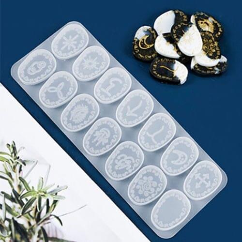 Rune Divination Casting Silicone Mold for DIY UV Epoxy Domino Silicone Tools Supplies for Resin