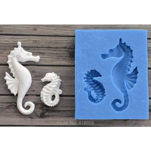 Silicone Mold Fondant Sea Horses Crafts Decorating Cake Candy for Cake Decorations Moulds Silicone Rubber PRZY Eco-friendly