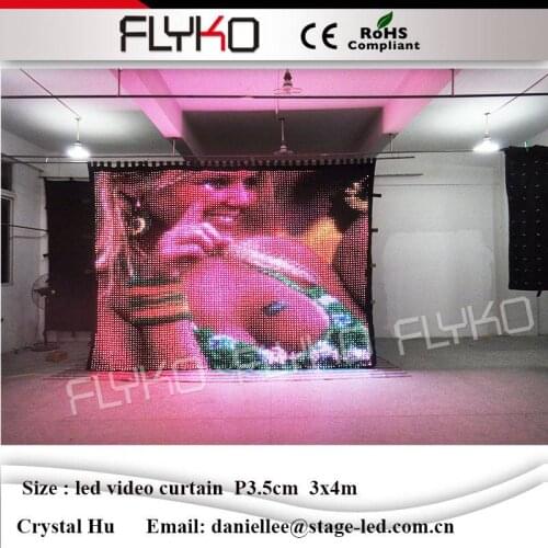 Led moving video curtain P3.5cm 3x4m high performance play video amazing visual effect led video curtain