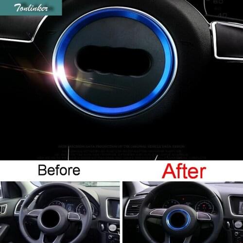 Tonlinker 1 PCS DIY Car styling Aluminum Modified Steering Wheel Circle Bright Cover Case stickers For AUDI A3 2014 Accessories