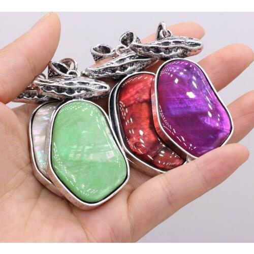 Vintage Irregular Antique Silver Alloy Pendants Multi-color Shell Charms for Jewelry Making DIY Tribal Necklace Earrings Gifts