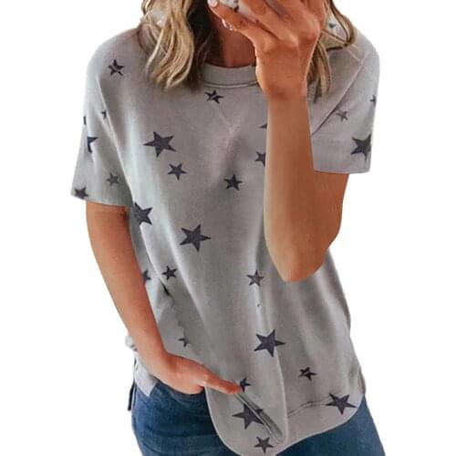 Women Clothing Summer O-Neck Star Printed Short-Sleeved Tee Shirt Top Fashion Casual Loose Soft And Comfortable T Shirt Femme