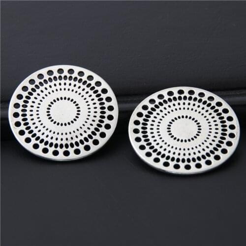 10pcs Silver Color Big Hollow Round Charms With Circle Pendant Finding Fit Jewelry Handmade Accessories 28mm A3051