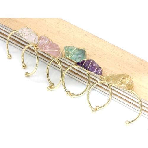 100-Unique 1 Pcs Light Yellow Gold Color Irregular Shape Amethysts Stone Bangle Lemon Crystal Jewelry