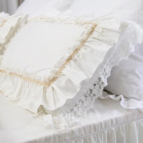 2pcs Luxury pillow case American garden princess large ruffle pillow cover wrinkle lace pillowcase pillow sham pillowcases sale