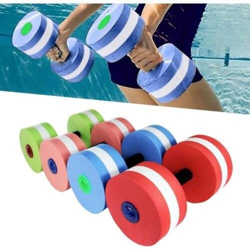 2Pcs Water Aquatic Barbell Aerobics Dumbbell Pool Exercise Fitness EVA Barbell Foam Aqua Dumbbells Automatic Swimming Pool Float