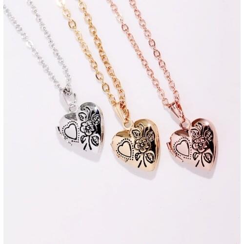 20pcs/Lot Photo Pendant Jewelry Vintage Flower Photo Locket Necklace Fashion Women Romantic Memory Accessories