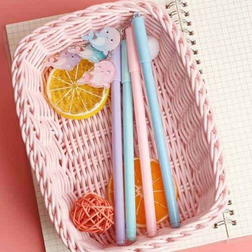 36 pcs/lot Creative Dolphin Pendant Gel Pen Cute 0.5mm black Ink Signature Pens Promotional Gift Office School Supplies