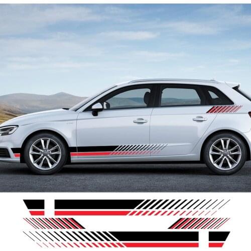 4pcs Car Stickers Side Stripe Vinyl Film Auto DIY Decoration Decals For Audi A3 8p 8v A4 b8 b6 b7 b9 B5 A5 A6 Car Accessories