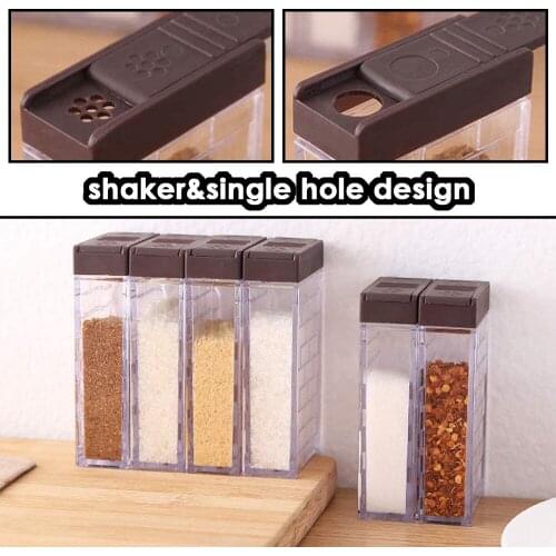 6 Case Spice Shaker Jars Plastic Salt and Pepper Shakers with Lid Transparent Condiment Jar Storage Container Seasoning Shaker