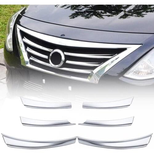 6Pcs Car Front Mesh Grille Head Bumper Cover Trim for Nissan Sunny Versa 14-17 2019