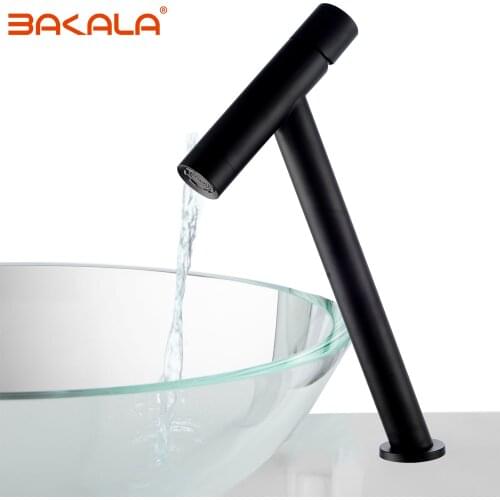 BAKALA Basin Faucet Retro Black Faucet Taps Bathroom Sink Faucet Single Handle Hole Deck Vintage Wash Hot Cold Mixer Tap Crane