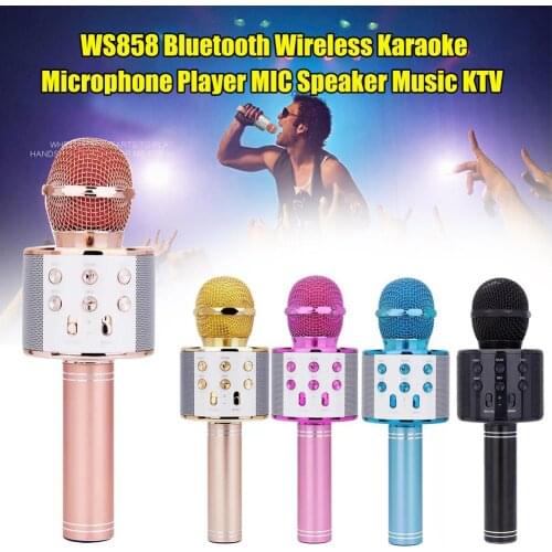 WS858 Handheld Bluetooth Wireless Karaoke KTV Party Music Singing Microphone Recorder Handheld Microphone Mic 1800Mah Microphone