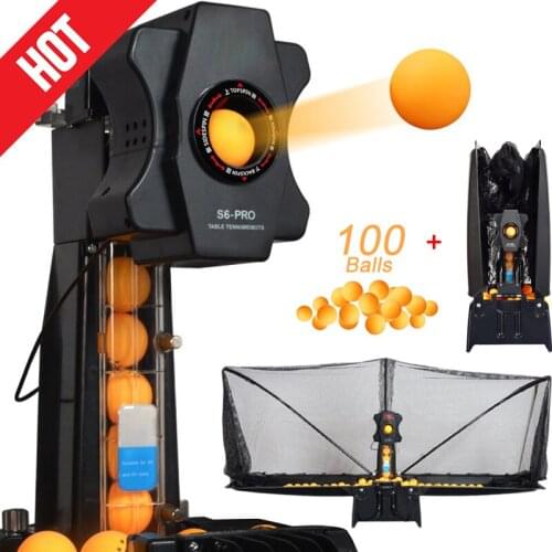 Kids Toys Table Tennis Robots Sender Pitching Serve Machine Trainer Racquet Sports Collecting Net 100 Ping Pong Balls S6-PRO