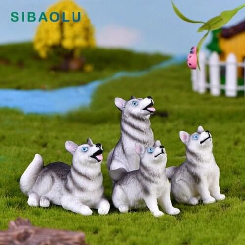 New Husky Little Fox Dog model cartoon animal Figurine Dollhouse cake home decor miniature fairy garden decoration accessories