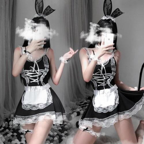 Lolita French Apron Maid Servant Babydoll Dress Uniform Classic Black and White Sexy Lingerie for Women Nightgowns Sleepwear