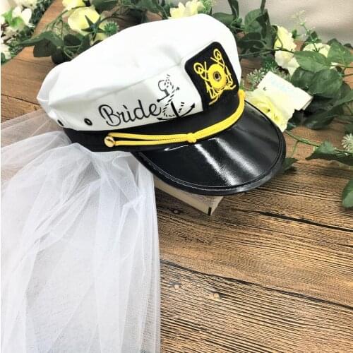 Customize Nautical sailor wedding bridesmaid bride hats marina Captains hats cruise Bachelorette birthday Lets Get Nauti CAPS