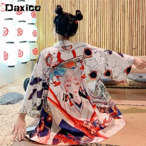 Japanese Style Cardigan Kimono Harajuku Anime Woman Streetwear Traditional Haori Coat Women Yukata Summer Beach Kimono
