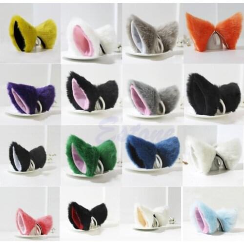 Cosplay Party Cat Fox Long Fur Ears Neko Costume Hair Clip Halloween Orecchiette