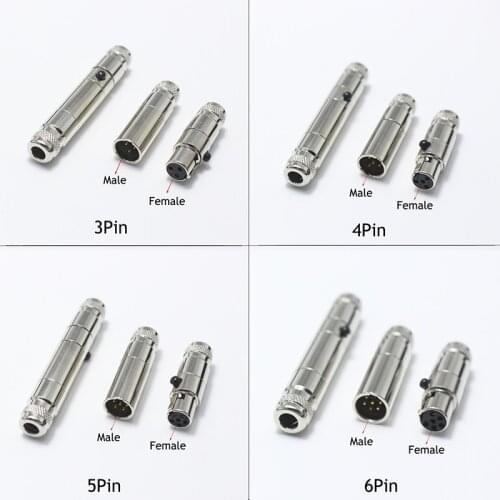 1Pcs Metal Mini XLR 3 4 5 6 Pin Female Plug / Male Jack Small XLR Audio Microphone Connector DIY MIC for Cable Soldered Straight
