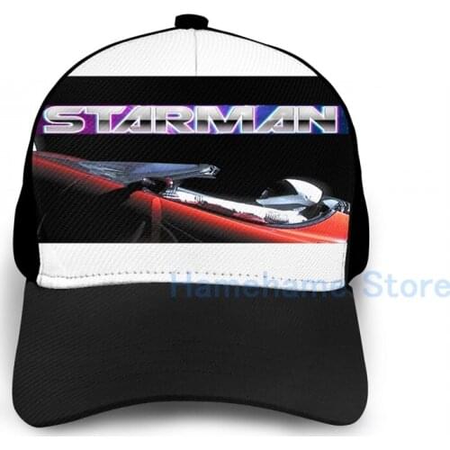 Fashion SpaceX Starman Hackerman Font Basketball Cap men women Graphic print black Unisex adult hat