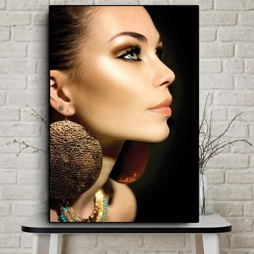 Fashion Beautiful Woman Lip Hair Portrait Print Canvas Painting Poster Scandinavian Wall Art Picture For Living Room Decoration