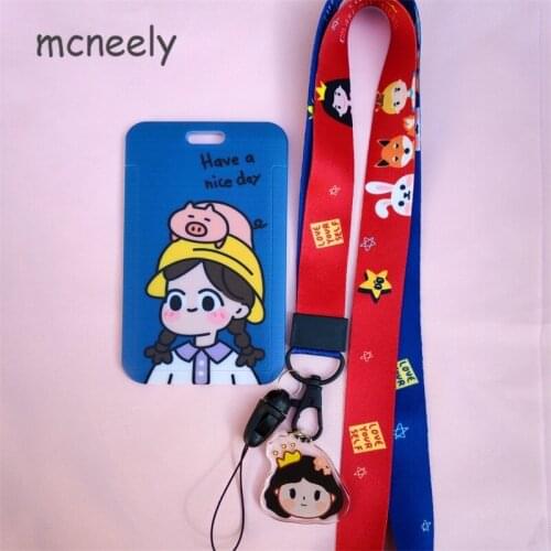 CARTOON ID Credit Bank Card Holder Students Bus Card Case Lanyard Visit Door Identity Badge Cards Cover FOR Women Men Pendants
